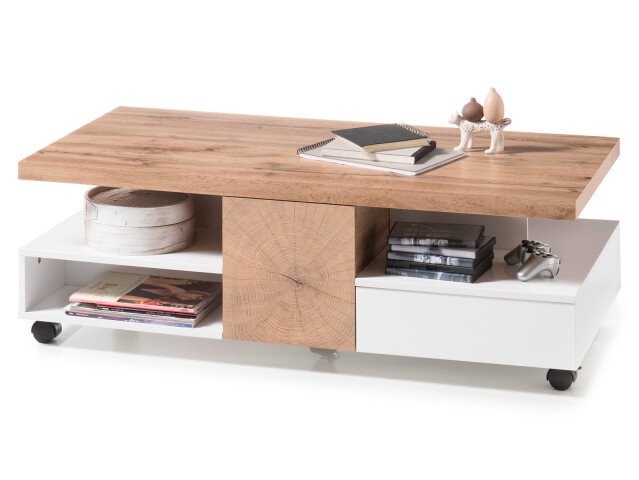 Couchtisch >Rouen< in Weiß matt lackiert aus MDF - 120x40x60cm (BxHxT)