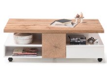 Couchtisch >Rouen< in Weiß matt lackiert aus MDF - 120x40x60cm (BxHxT)