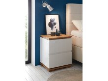 Nachtkonsole >Tataouine< in Weiß matt lackiert aus Massivholz - 48x59x40 (BxHxT)