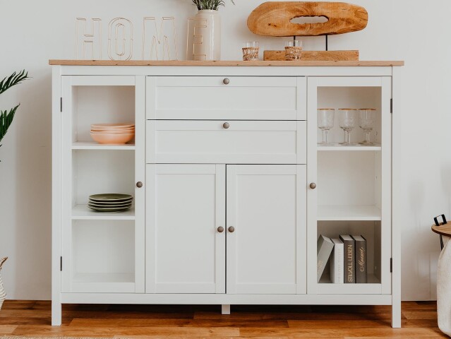 Highboard >Batley I< in Weiß - 160x120x40cm (BxHxT)