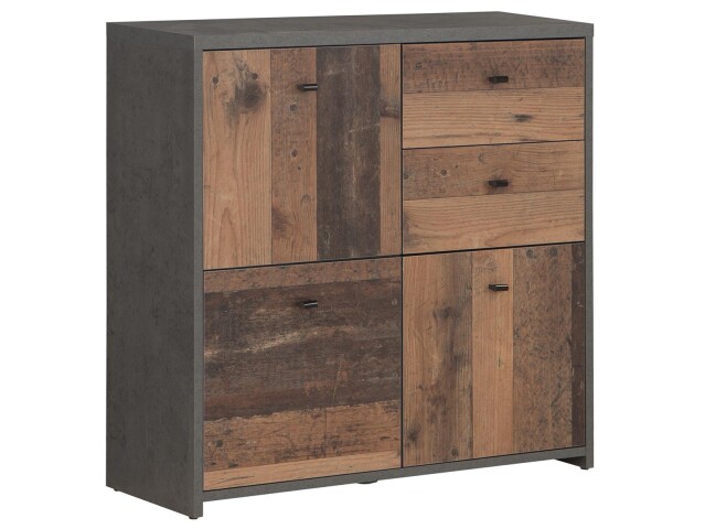 Kommode >Burg< in Betonoptik Dunkelgrau - 77.2x77.5x29.6cm (BxHxT)