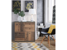 Kommode >Burg< in Betonoptik Dunkelgrau - 77.2x77.5x29.6cm (BxHxT)