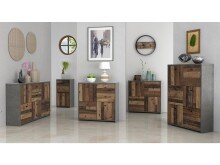 Kommode >Burg< in Betonoptik Dunkelgrau - 77.2x77.5x29.6cm (BxHxT)