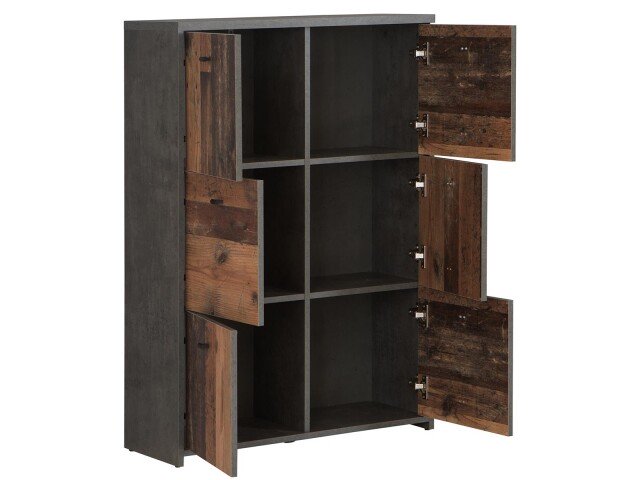 Kommode >Burg< in Betonoptik Dunkelgrau - 77.2x112.7x29.6cm (BxHxT)