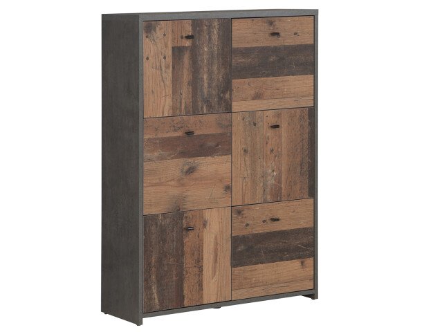 Kommode >Burg< in Betonoptik Dunkelgrau - 77.2x112.7x29.6cm (BxHxT)