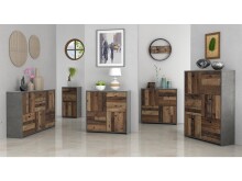 Kommode >Burg< in Betonoptik Dunkelgrau - 77.2x112.7x29.6cm (BxHxT)