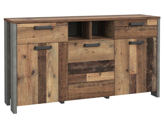 Sideboard >Celon< in Old Wood Vintage - 156.4x86.3x41.6cm (BxHxT)