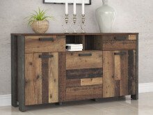 Sideboard >Celon< in Old Wood Vintage - 156.4x86.3x41.6cm (BxHxT)