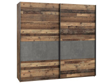 Schwebetürenschrank in Betonoptik Dunkelgrau - 220,1x210,5x61,2cm (BxHxT)