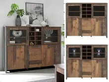 Highboard in Schwarz aus Glas - 151,4x127,9x41,6cm (BxHxT)