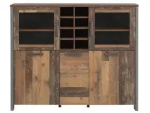 Highboard in Schwarz aus Glas - 151,4x127,9x41,6cm (BxHxT)