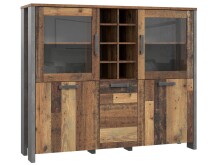 Highboard in Schwarz aus Glas - 151,4x127,9x41,6cm (BxHxT)