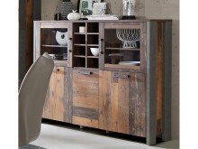 Highboard >Celon< in Old Wood Vintage aus Glas - 151.4x127.9x41.6cm (BxHxT)
