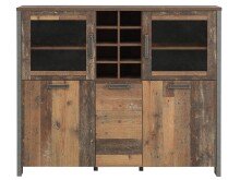 Highboard >Celon< in Old Wood Vintage aus Glas - 151.4x127.9x41.6cm (BxHxT)