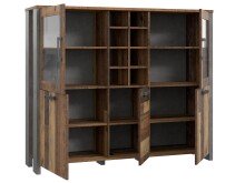 Highboard >Celon< in Old Wood Vintage aus Glas - 151.4x127.9x41.6cm (BxHxT)