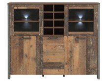 Highboard in Schwarz aus Glas - 151,4x127,9x41,6cm (BxHxT)