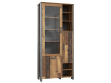 Vitrine >Celon< in Old Wood Vintage aus Glas - 91.7x204.9x41.6cm (BxHxT)
