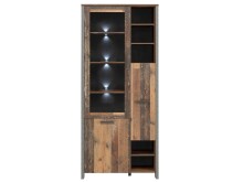 Vitrine >Celon< in Beton Dunkelgrau Old Wood Vintage - 91.7x204.9x41.6 (BxHxT)