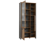 Vitrine >Celon< in Beton Dunkelgrau Old Wood Vintage - 91.7x204.9x41.6 (BxHxT)