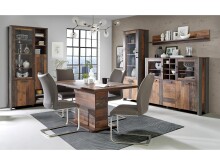 Vitrine >Celon< in Beton Dunkelgrau Old Wood Vintage - 91.7x204.9x41.6 (BxHxT)