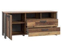 Wohnwand in Schwarz aus Glas - 330,4x204,7x52,3cm (BxHxT)