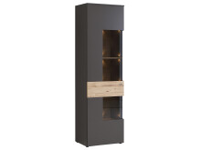 Vitrine >Chatham< in Uni Wolfram Grau aus Glas - 60.4x203.3x41.3cm (BxHxT)