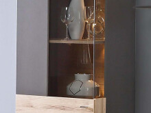 Vitrine >Chatham< in Uni Wolfram Grau aus Glas - 60.4x203.3x41.3cm (BxHxT)