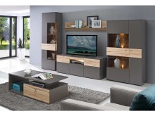 Vitrine >Chatham< in Uni Wolfram Grau aus Glas - 60.4x203.3x41.3cm (BxHxT)