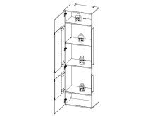 Vitrine >Chatham< in Uni Wolfram Grau aus Glas - 60.4x203.3x41.3cm (BxHxT)