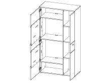 Wohnwand >Chatham I< in Chromfarben aus Glas - 319,3x203,3x52cm (BxHxT)