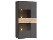 Wohnwand >Chatham I< in Chromfarben aus Glas - 319,3x203,3x52cm (BxHxT)