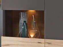 Wohnwand >Chatham I< in Chromfarben aus Glas - 319,3x203,3x52cm (BxHxT)