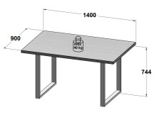 Esstisch >Talbert< in Old Wood Vintage aus Metall - 140x74,4x90cm (BxHxT)