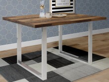 Esstisch >Talbert< in Old Wood Vintage aus Metall - 140x74,4x90cm (BxHxT)