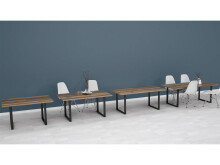 Esstisch >Talbert< in Old Wood Vintage aus Metall - 140x74,4x90cm (BxHxT)
