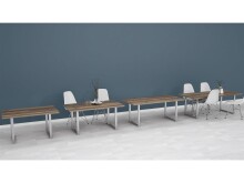 Esstisch >Talbert< in Old Wood Vintage aus Metall - 140x74,4x90cm (BxHxT)