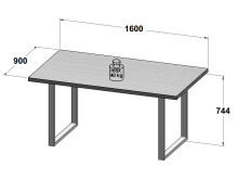 Esstisch >Talbert< in Old Wood Vintage Schwarz aus Metall - 160x74,4x90 (BxHxT)
