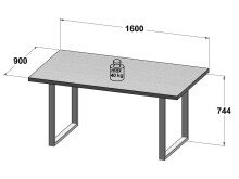 Esstisch >Talbert< in Old Wood Vintage Schwarz aus Metall - 160x74,4x90 (BxHxT)