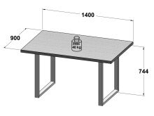 Esstisch >Talbert< in Weiß matt Schwarz aus Metall - 140x74,4x90cm (BxHxT)