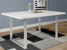 Esstisch >Talbert< in Weiß/Matt aus Metall - 160x74,4x90cm (BxHxT)