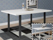 Esstisch >Talbert< in Weiß/Matt aus Metall -...