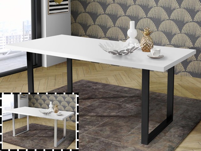 Esstisch >Talbert< in Weiß/Matt aus Metall - 180x74,4x90cm (BxHxT)