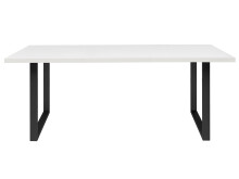 Esstisch >Talbert< in Weiß matt Schwarz aus Metall - 180x74,4x90cm (BxHxT)