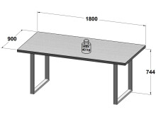 Esstisch >Talbert< in Weiß matt Schwarz aus Metall - 180x74,4x90cm (BxHxT)