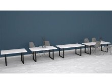 Esstisch >Talbert< in Weiß matt Schwarz aus Metall - 180x74,4x90cm (BxHxT)
