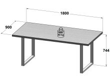Esstisch >Talbert< in Weiß matt Schwarz aus Metall - 180x74,4x90cm (BxHxT)