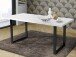 Esstisch >Talbert< in Weiß matt Schwarz aus Metall - 180x74,4x90cm (BxHxT)