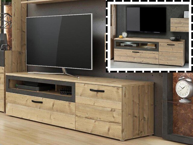 TV-Board >Kendra I< in Schwarz - 179,6x56,8x52cm (BxHxT)