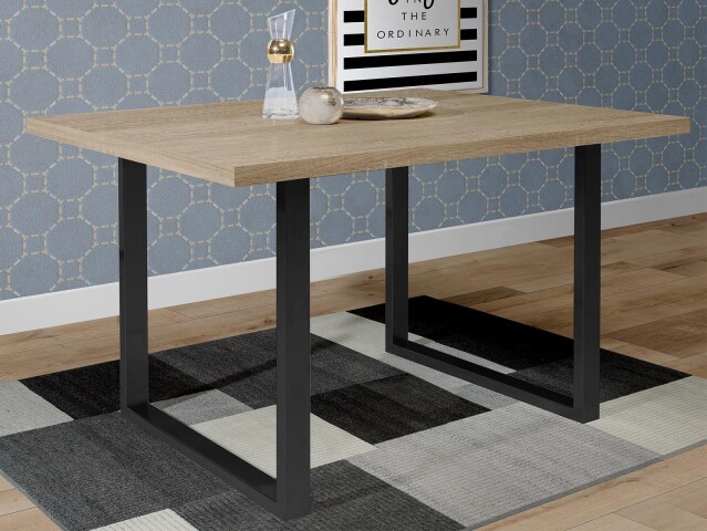 Esstisch >Talbert< in Sonoma-Eiche Schwarz aus Metall - 140x74,4x90cm (BxHxT)