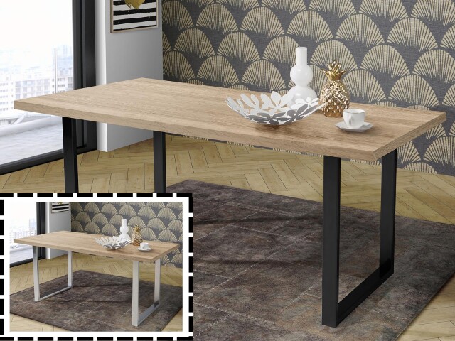 Esstisch >Talbert< in Sonoma-Eiche aus Metall - 180x74,4x90cm (BxHxT)